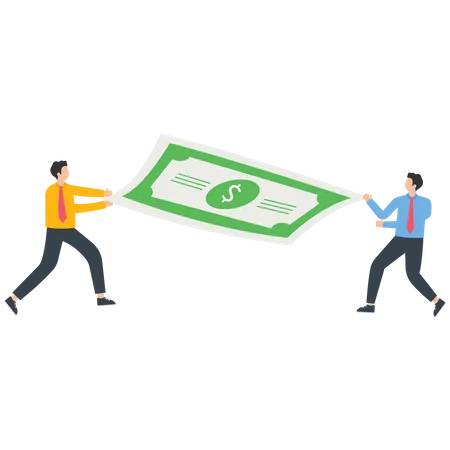 Two businessmen fight for the dollar  Illustration