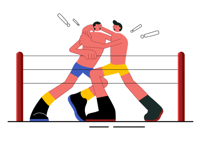 Two Fighter Doing Wrestling  Illustration