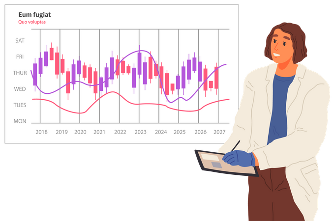 Un scientifique travaille avec l'analyse de données  Illustration