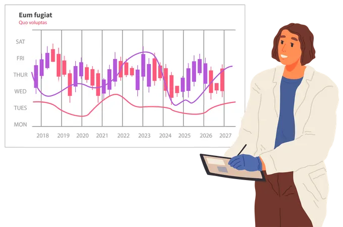 Un scientifique travaille avec l'analyse de données  Illustration