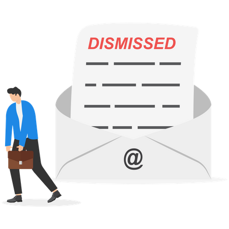 Unemployed businessman walk away from dismissed email  Illustration