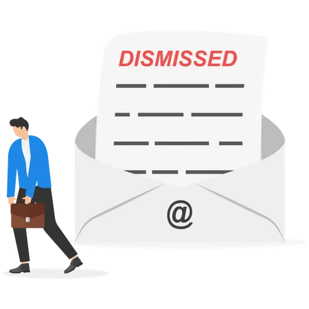 Unemployed businessman walk away from dismissed email  Illustration