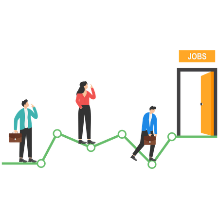 Unemployment rate and hiring position statistics or forecast  Illustration