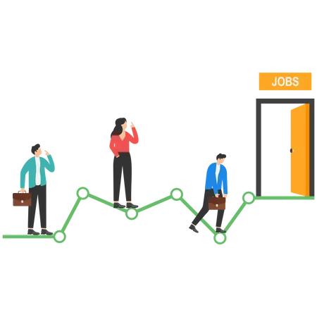 Unemployment rate and hiring position statistics or forecast  Illustration