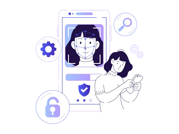 Unlock phone using face recognition  Illustration