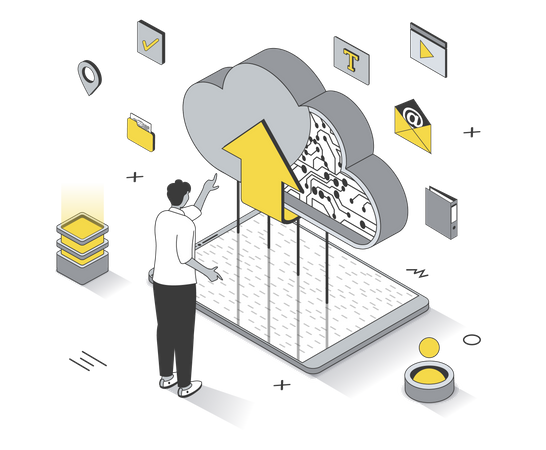 Upload data to cloud storage  Illustration