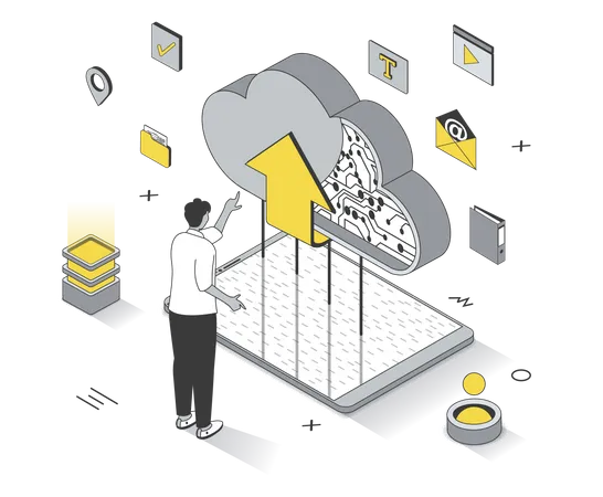 Upload data to cloud storage  Illustration