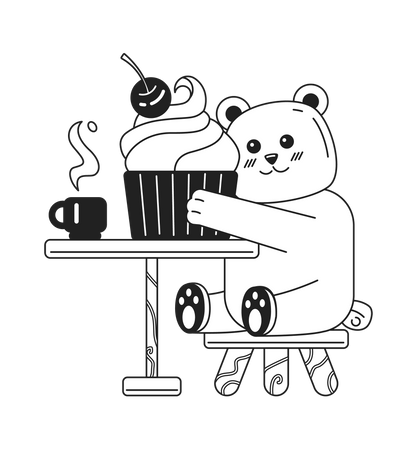 Urso tomando sorvete  Ilustração