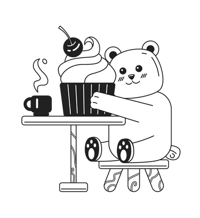 Urso tomando sorvete  Ilustração