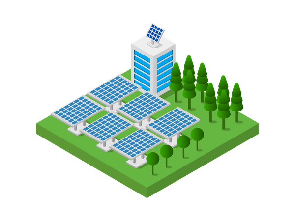 Planta de energia solar  Ilustração