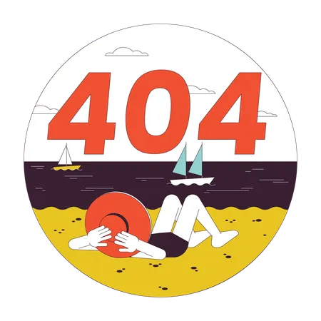 Error 404 en la playa de vacaciones  Ilustración