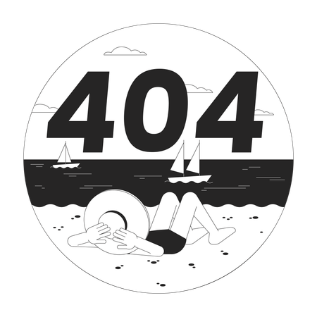 Error 404 en la playa de vacaciones  Ilustración