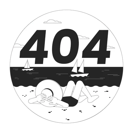 Error 404 en la playa de vacaciones  Ilustración