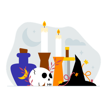 Velas do dia das bruxas  Ilustração