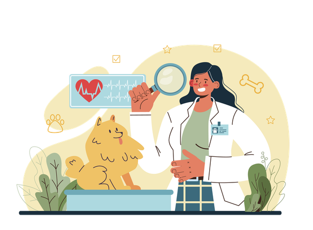 Veterinary doctor checking dog and treating  Illustration