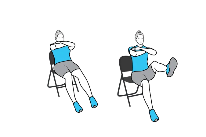 Vieilles femmes faisant des exercices sur chaise  Illustration