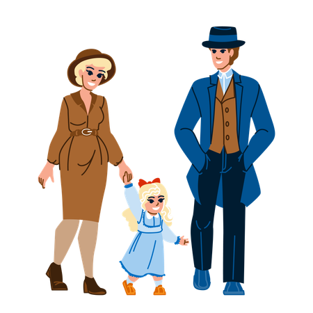 Vintage family  Illustration