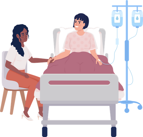 Visiting Patient At Hospital  イラスト