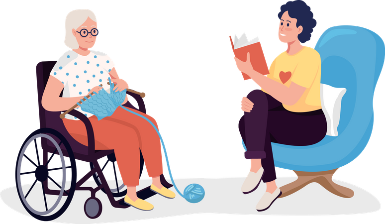 Volunteer in nursing house  Illustration