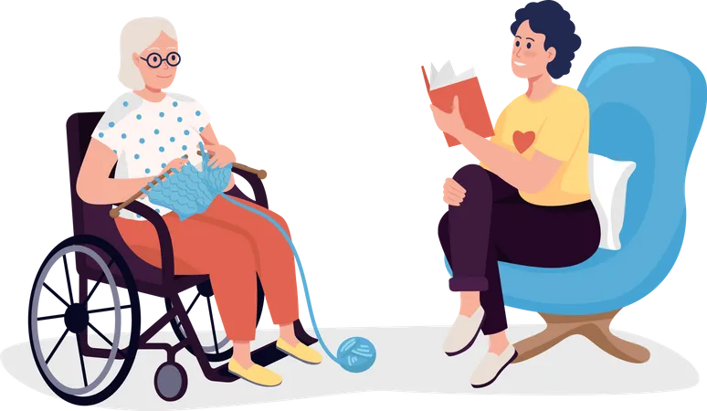 Volunteer in nursing house  Illustration