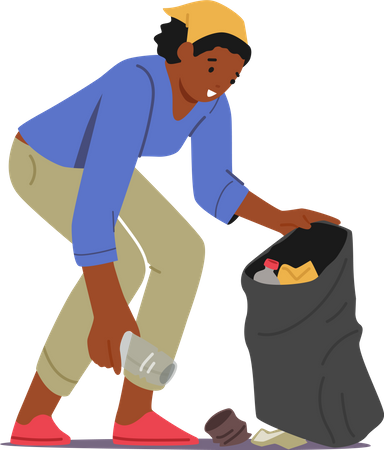 Volunteer worker Cleaning Garbage  Illustration