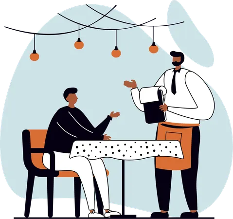 Waiter taking order in restaurant  Illustration