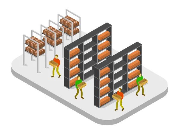 Warehouse Worker arranging boxes  Illustration