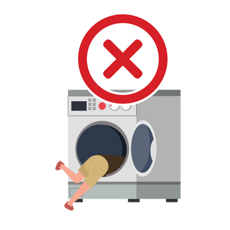 Warning do not climb in washing machine  일러스트레이션