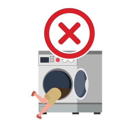 Warning do not climb in washing machine  일러스트레이션