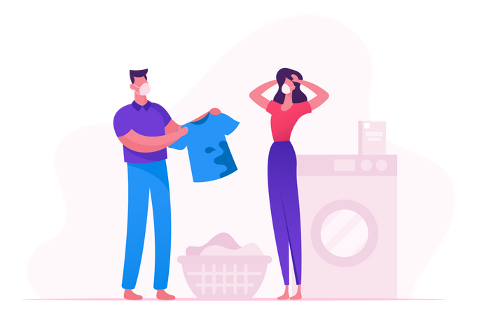 Wash Clothes In Washing Machine During Covid19  Illustration