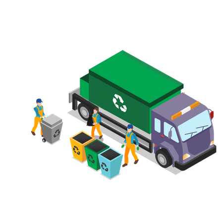 Waste collecting truck for recycling  Illustration