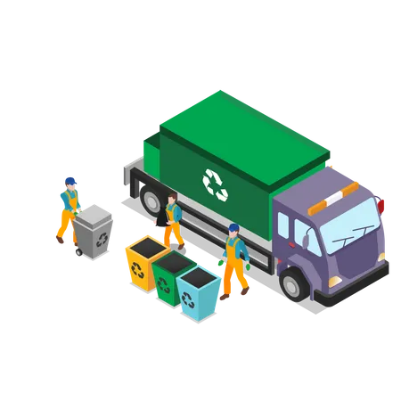 Waste collecting truck for recycling  Illustration