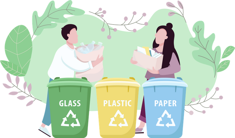 Waste management, eco friendly living  Illustration