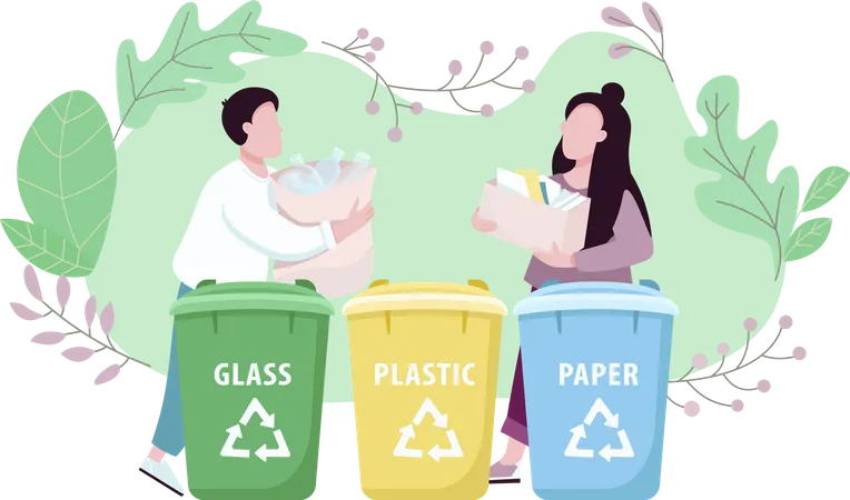 Waste management, eco friendly living  Illustration