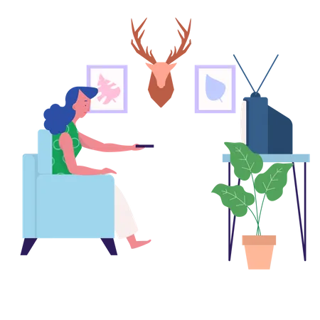 Watching TV  Illustration