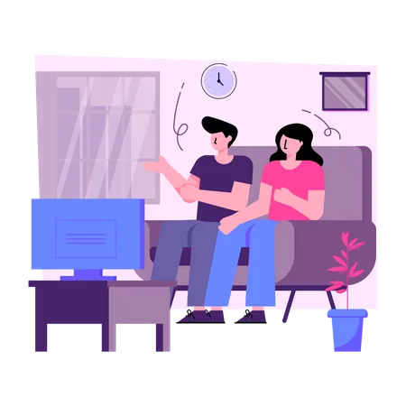 Watching Tv  Illustration