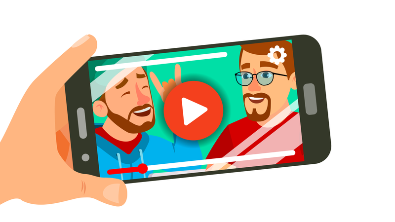 Watching Video On Smartphone Vector  Illustration