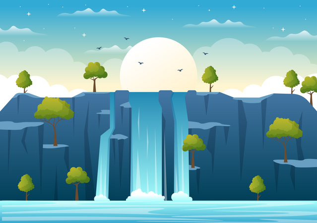 Waterfall Landscape  일러스트레이션