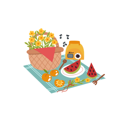 Watermelon Picnic  Illustration