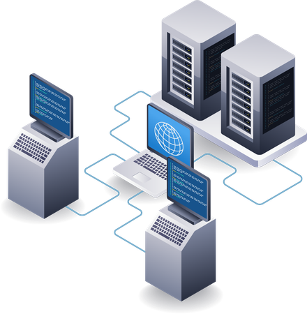 Web data server network control  イラスト