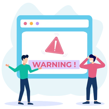 Web page warning of 404 error  イラスト