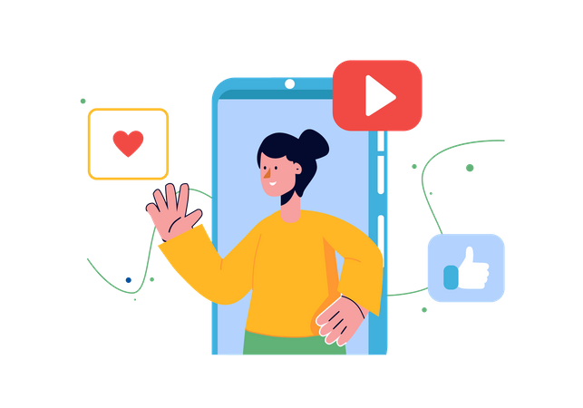 Influencerin erstellt Videoblog  Illustration