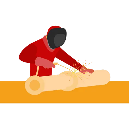 Welder is welding  Illustration