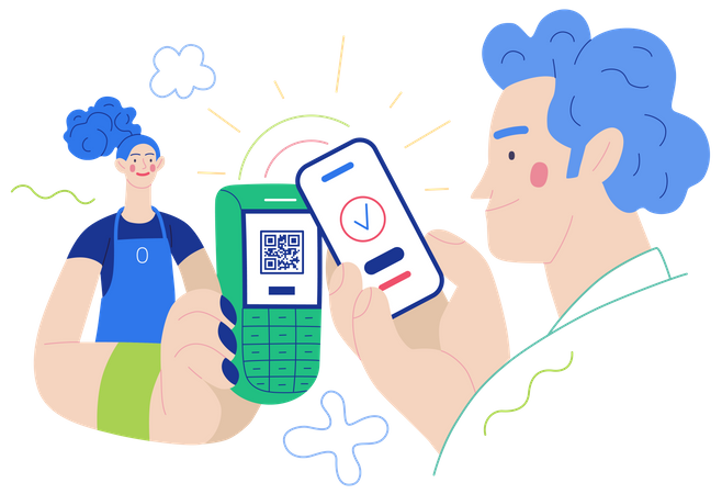 Wireless payment via qr code  イラスト