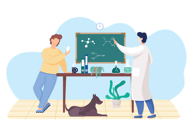 Wissenschaftler experimentieren mit Molekülen  Illustration