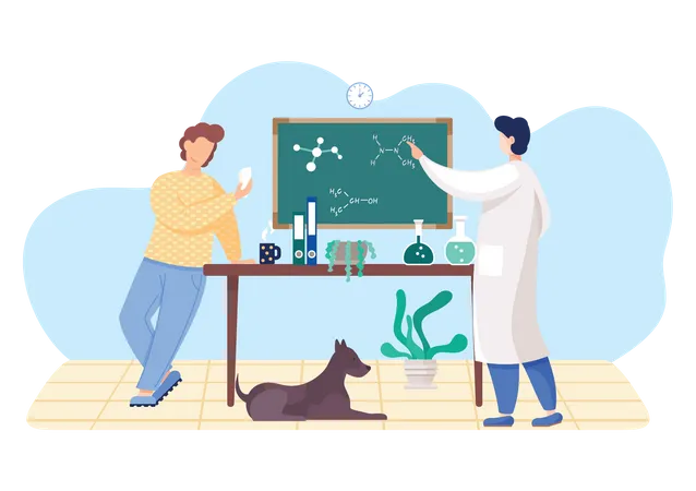 Wissenschaftler experimentieren mit Molekülen  Illustration