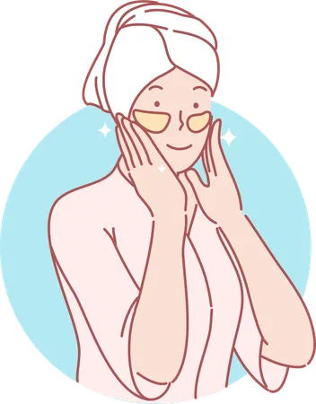 Woman applying Under eye mask  Illustration