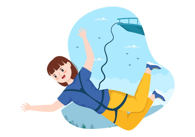 Woman Bungee Jumping  Illustration