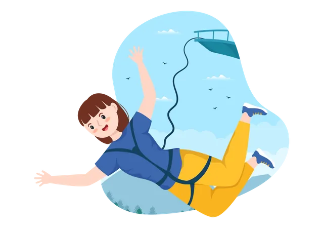 Woman Bungee Jumping  Illustration