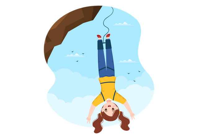 Woman Bungee Jumping  Illustration